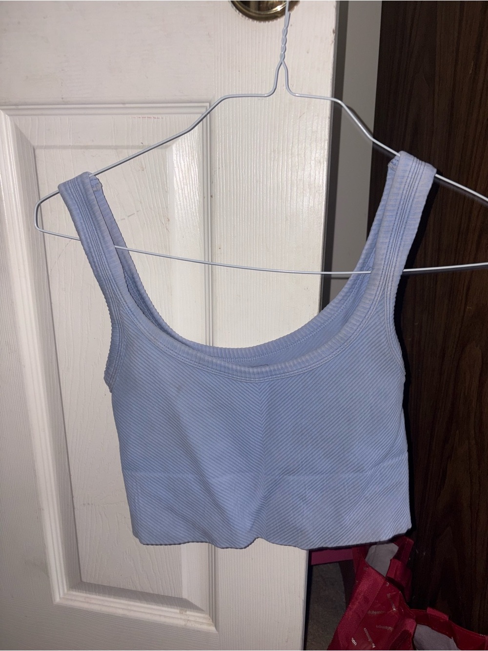 Tilly's Light Blue Ribbed Scoop Crop Tank